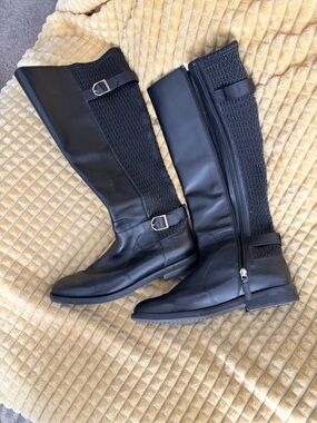 Black Women's Knee-High Riding Boots - Classic Leather Look from Cole Haan.